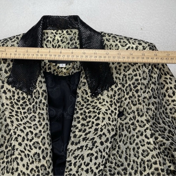 VTG Criscione New York Cache Womens Jacket Blazer Large Metallic Leopard Print - Picture 9 of 13